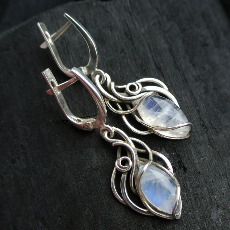 Vintage White Opal Dangling Earrings