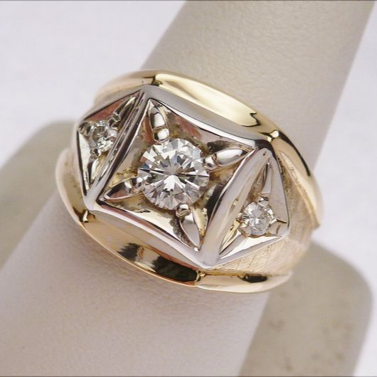 Vintage Square Zirconia Gold & Silver Ring