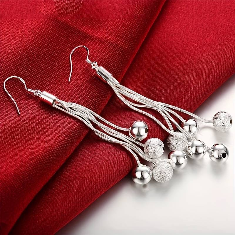 Vintage Dangling Silver Bead Earrings