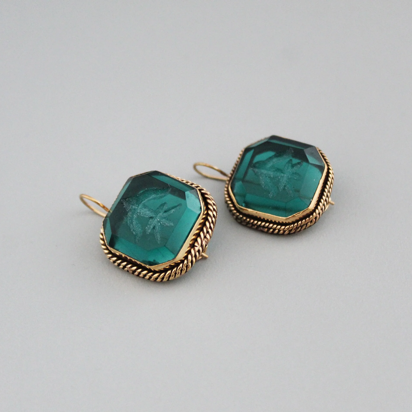 Vintage Green Glass Earrings