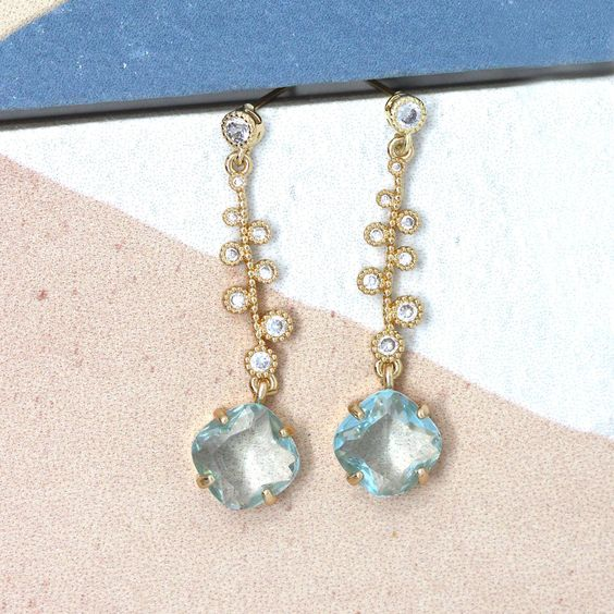 Vintage Dangling Blue Glass Earrings