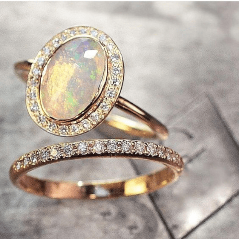 Vintage Opal Bright Ring Set