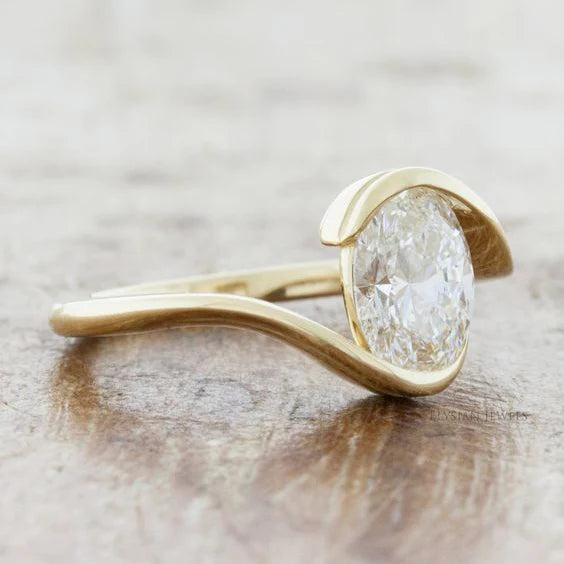 Vintage White Glass Gold Ring