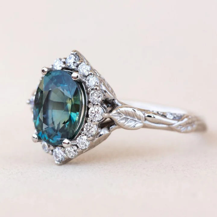 Vintage Blue Bright Silver Ring