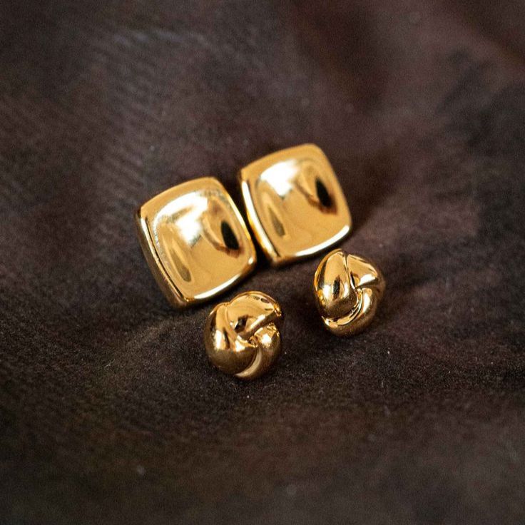 Vintage Golden Square Earrings