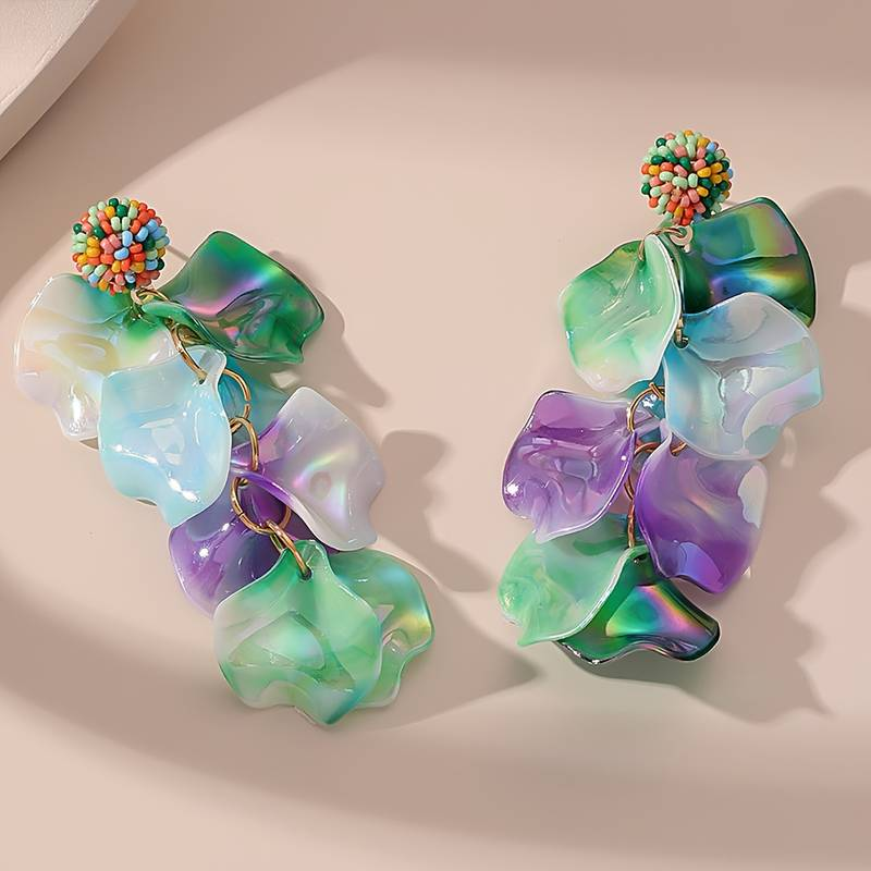 Vintage Colorful Petal Earrings