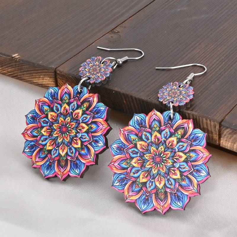 Vintage Colorful Mandala Earrings