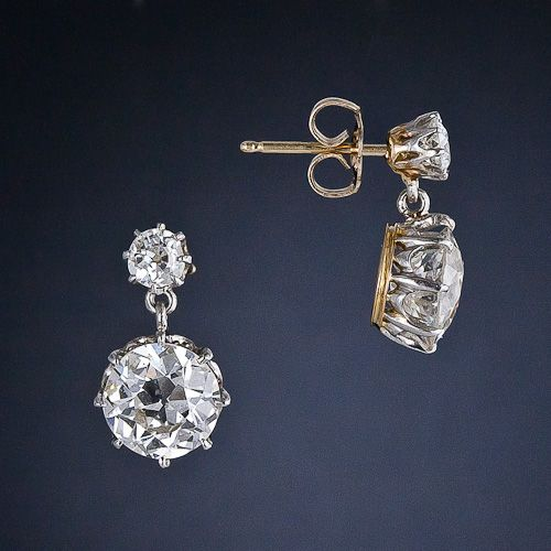 Vintage Zirconia Round Golden Earrings