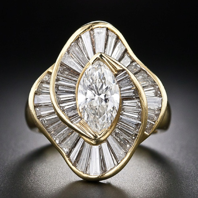 Vintage Zirconia Mesh Gold Ring