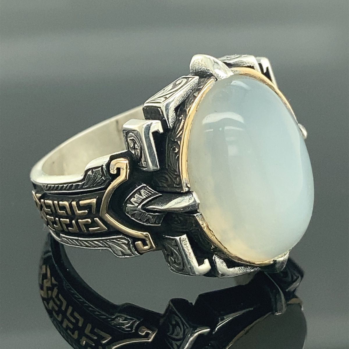 Vintage White Opal Seal Ring