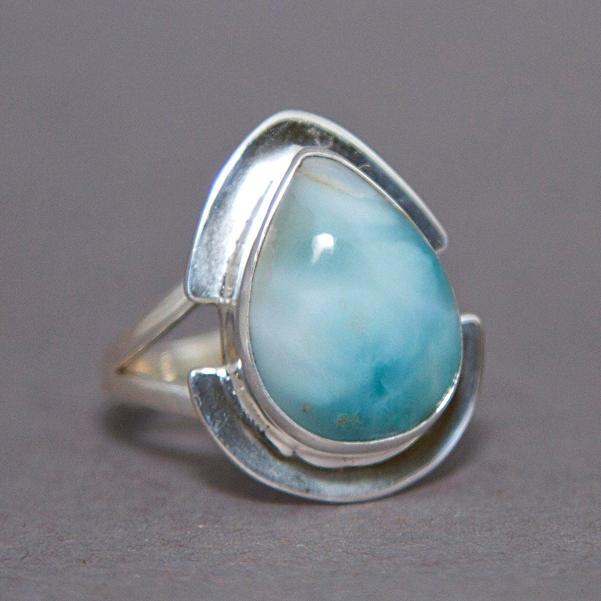 Vintage Blue Opal Drop Ring