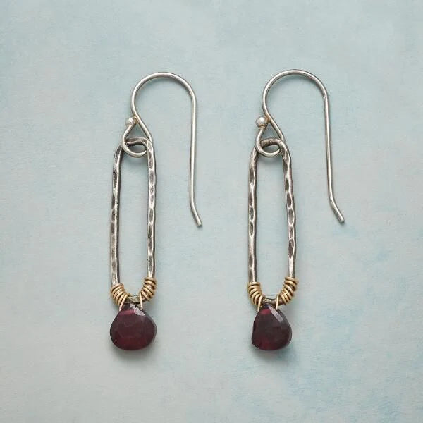 Vintage Dangling Garnet Stone Earrings