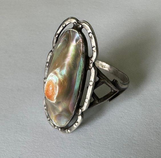 Vintage Green Nature Stone Silver Ring