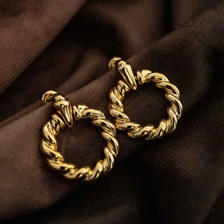 Vintage Braided Hoop Golden Earrings