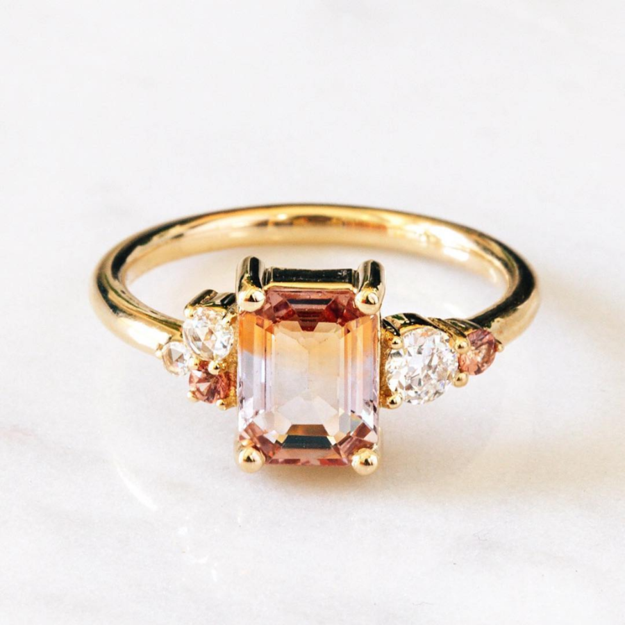 Vintage Warm Glass Gold Ring