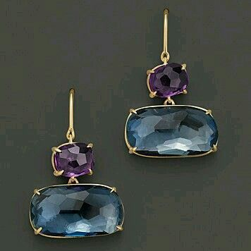 Vintage Blue & Purple Glass Earrings