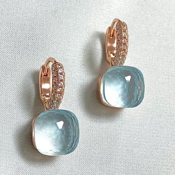 Vintage Cubic Blue Sky Glass Earrings