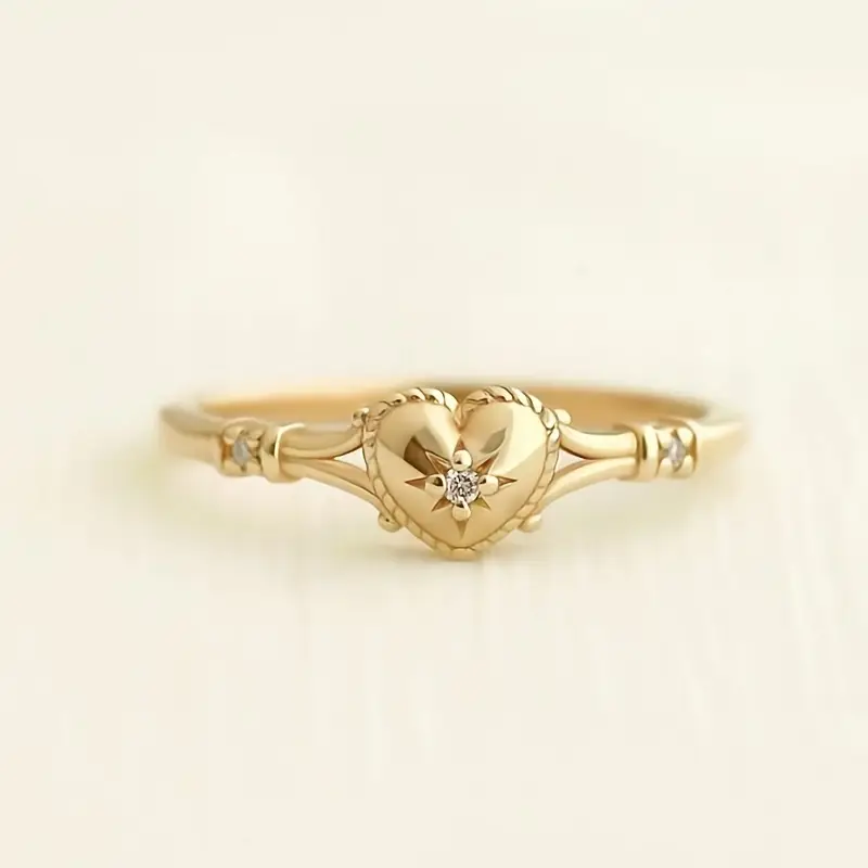 Vintage Gold Heart Golden Ring