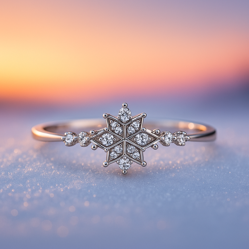 Snowflake Ring in Sterling Silver 925