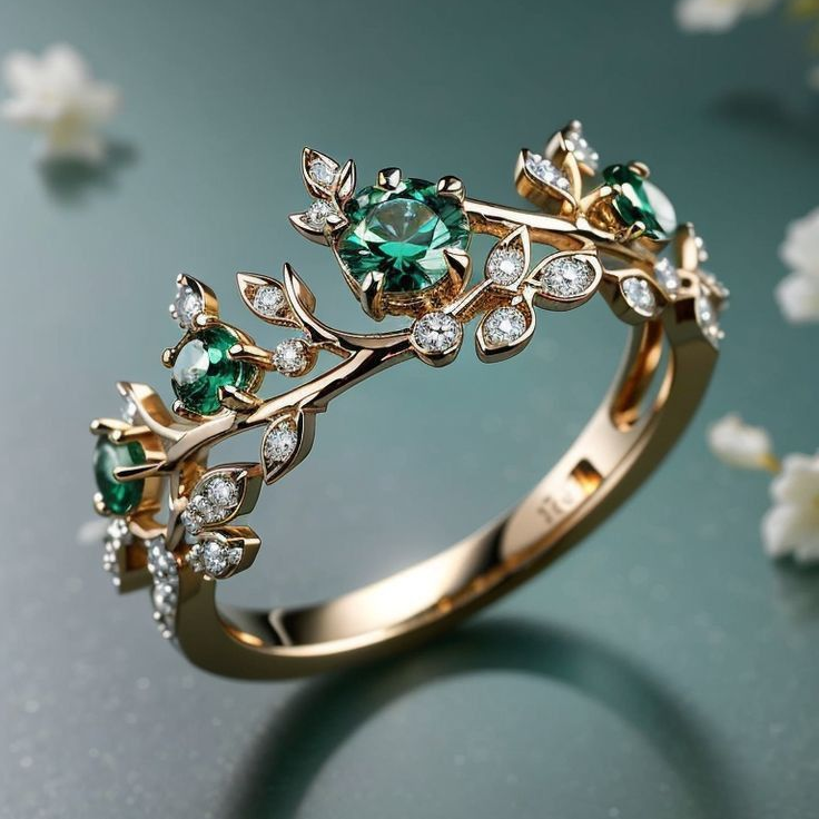 Exotic Green Floral Ring