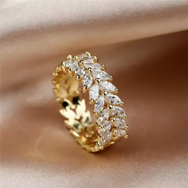 Elegant Fern Crystalline Ring