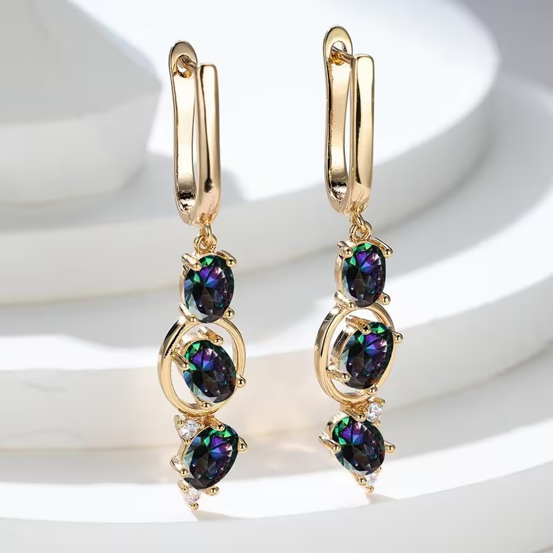 Elegant Dangle Colorful Crystal Earrings