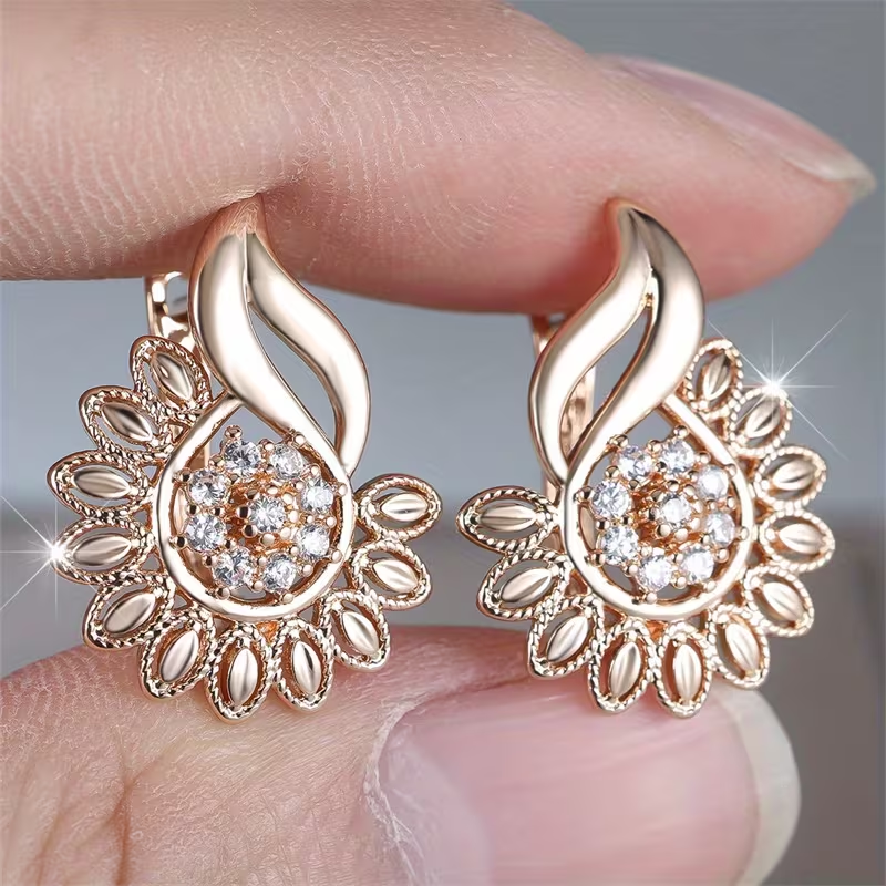 Elegant Crystalline Flower Earrings