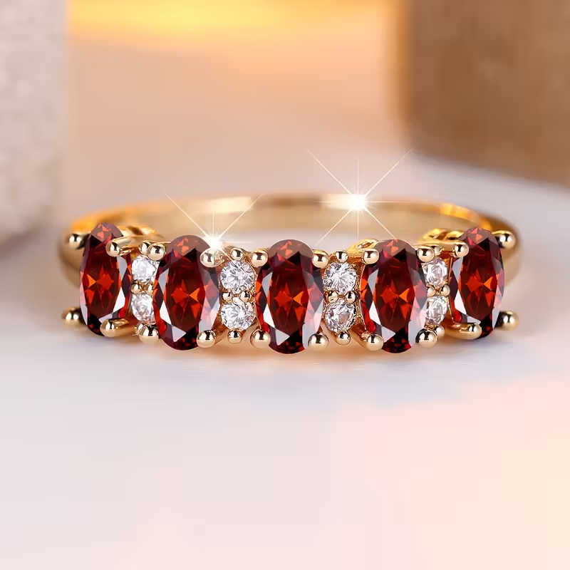 Red Zirconia Rounded Ring