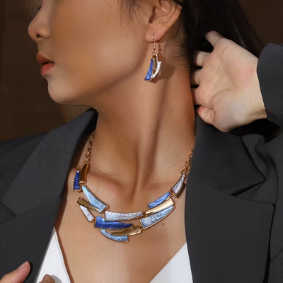 Blue Enamel Boho Set