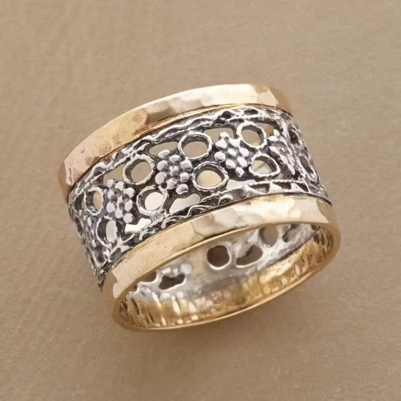 Boho Gold & Silver Hollow Ring