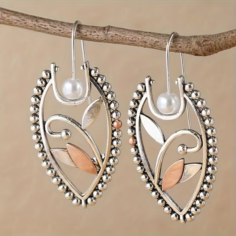 Silvered Pearl Boho Earrings