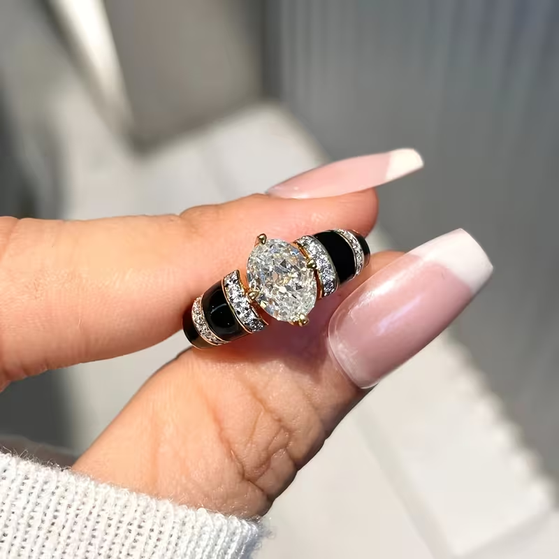 Black Enamel Bright Ring