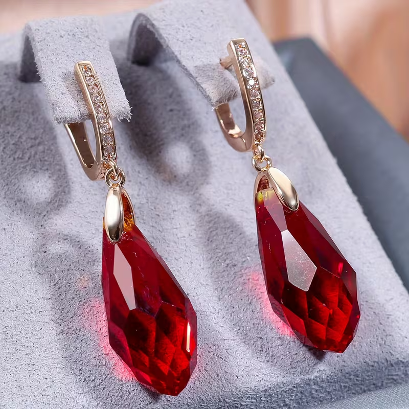 Elegant Red Crystal Dangle Earrings