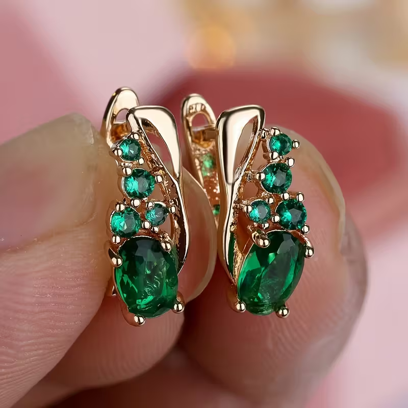 Cocktail Green Crystal Stud Earrings