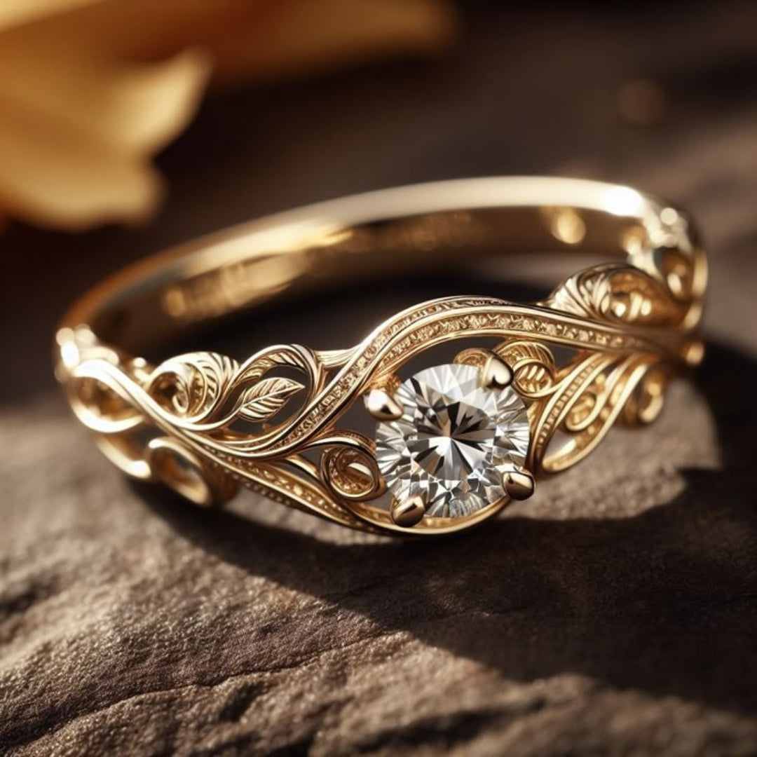 White Sky Crystal Gold Ring