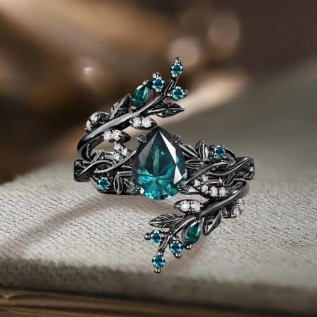 Green Crystal Exotic Drop Ring