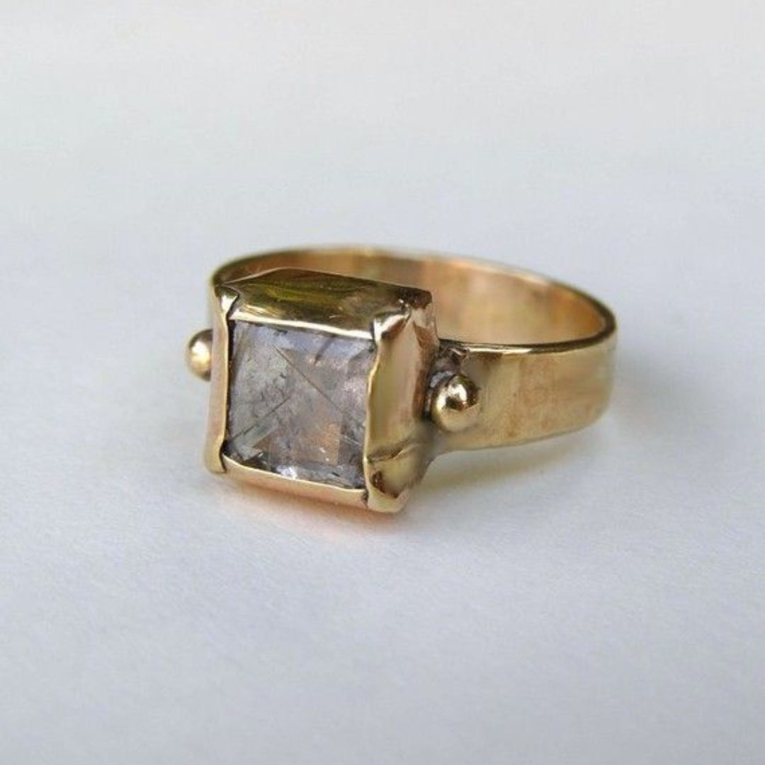 White Cubic Stone Forged Ring