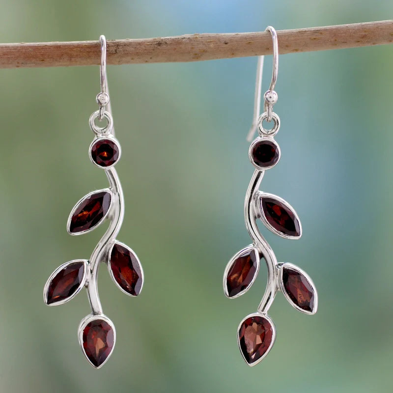 Vintage Red Leaf Earrings