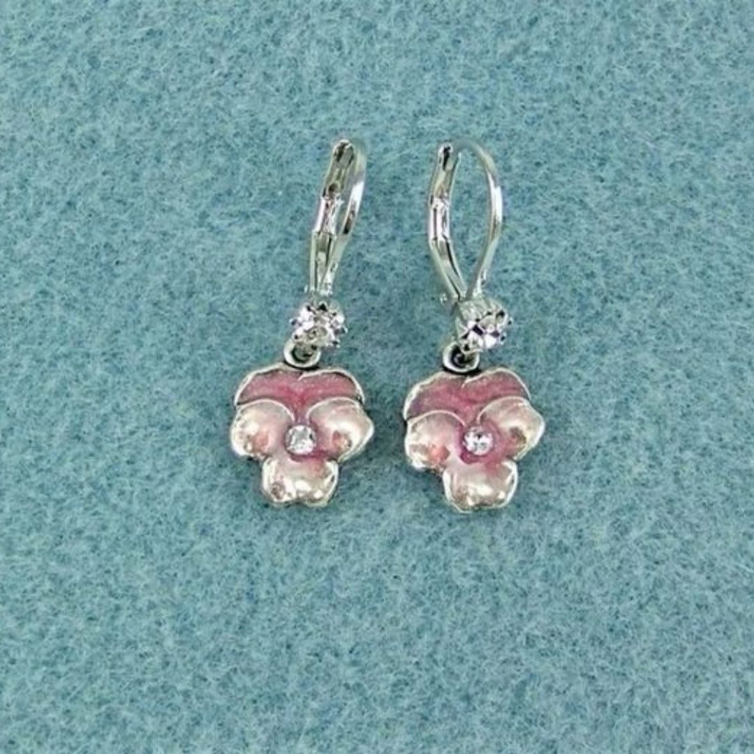 Pink Flower Dangling Earrings