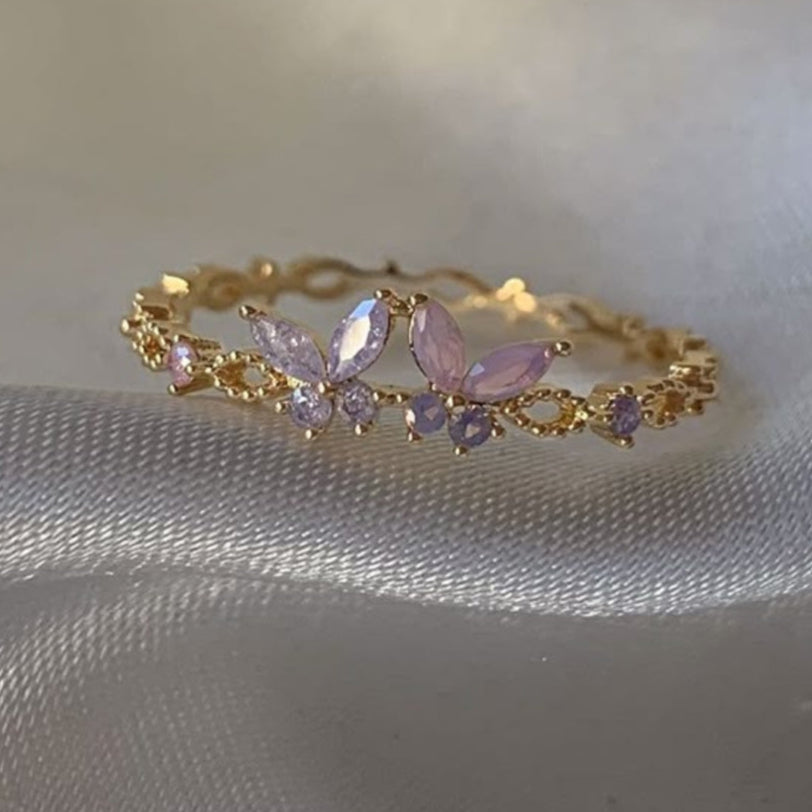 Butterfly Pink Crystal Ring