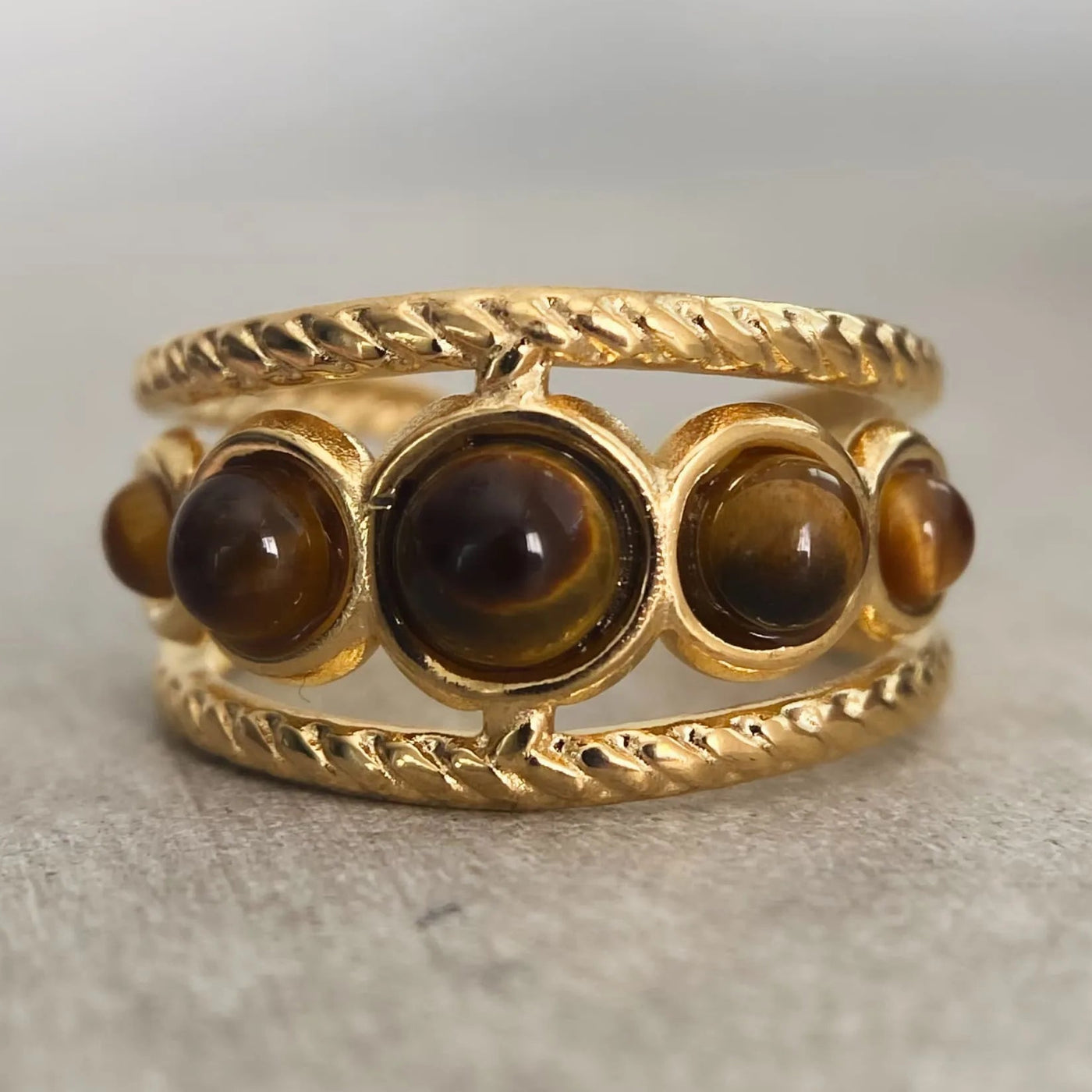 Tiger Eye Ring Gold