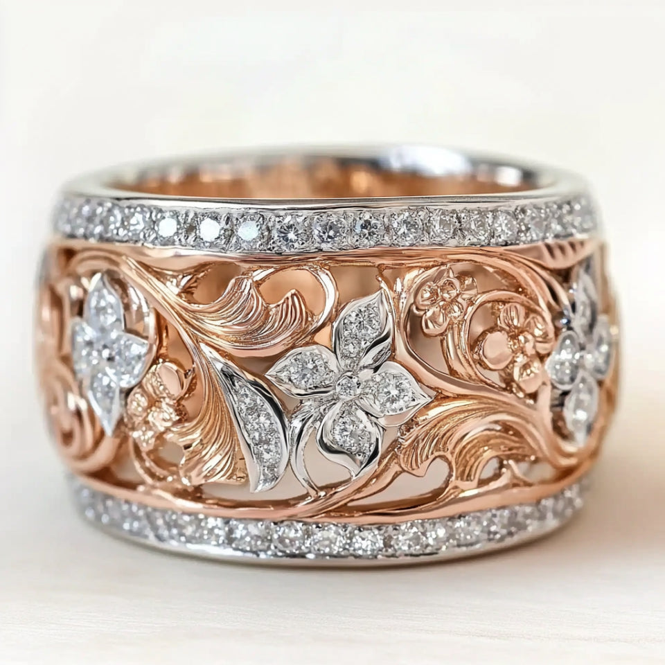 Vintage Rose Flower Hollow Ring