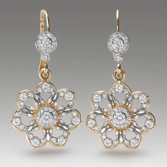 Vintage Crystal Flower Mandala Earrings