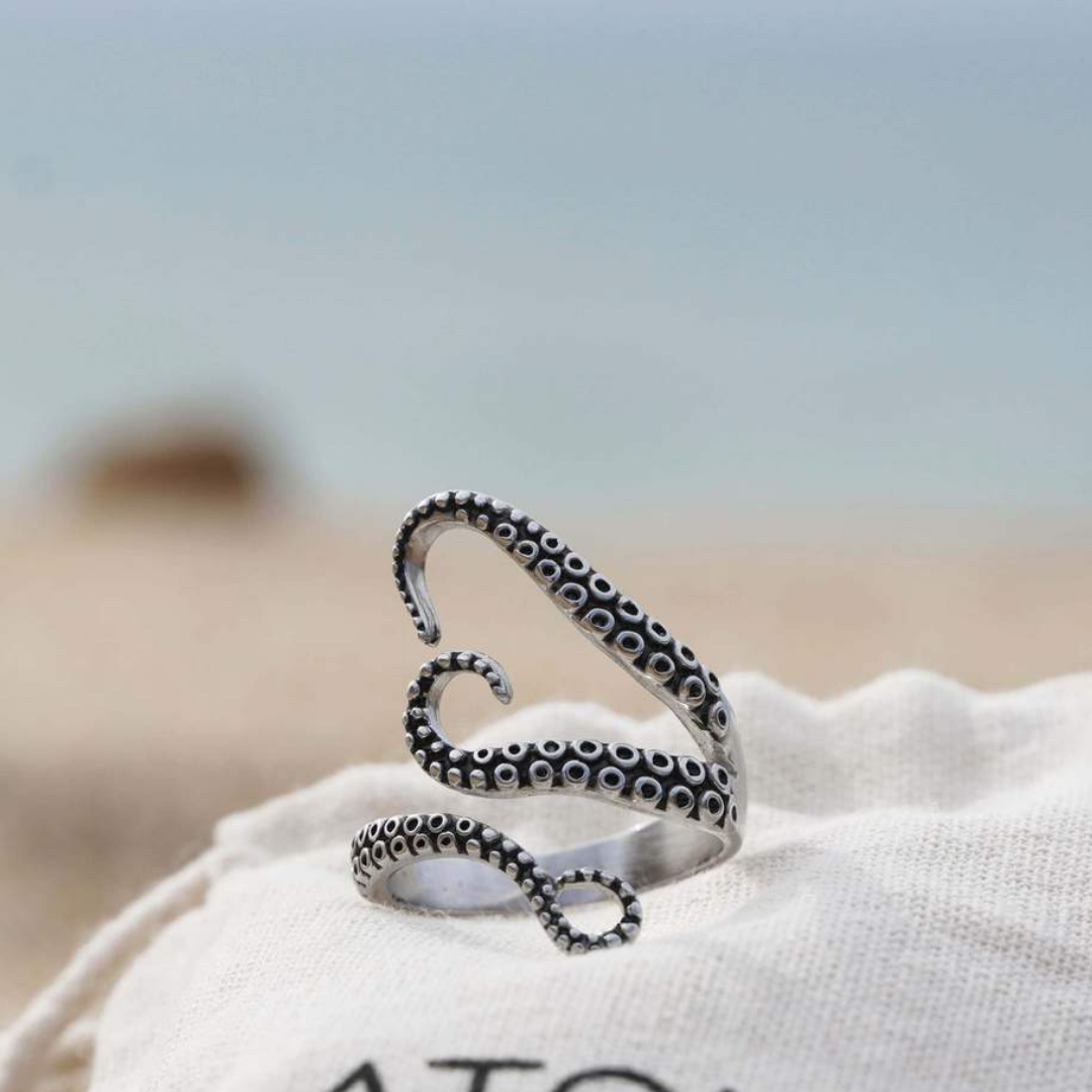 Tentacles Adjustable Silver Ring