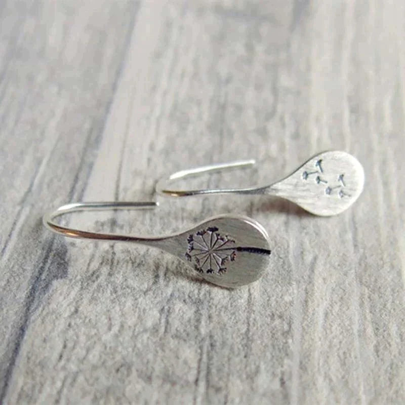 925 Sterling Silver Dandelion Leaf Earrings