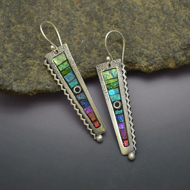 Colorful Vintage Earrings in Silver