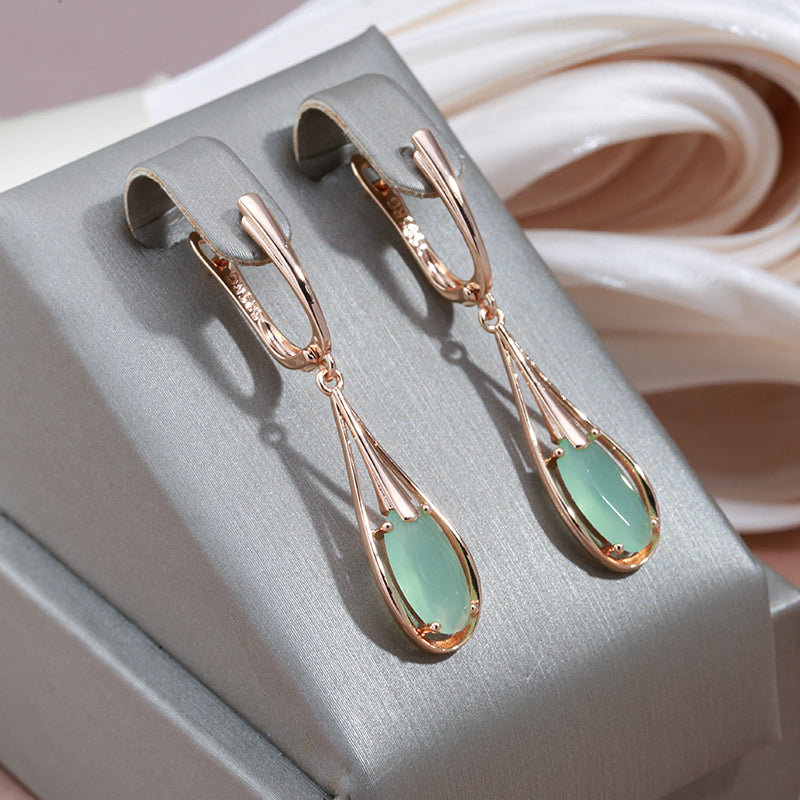 Elegant Green Crystal Drop Earrings