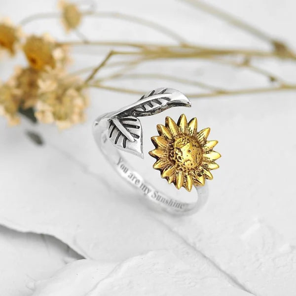 Adjustable Gold Sunflower Ring