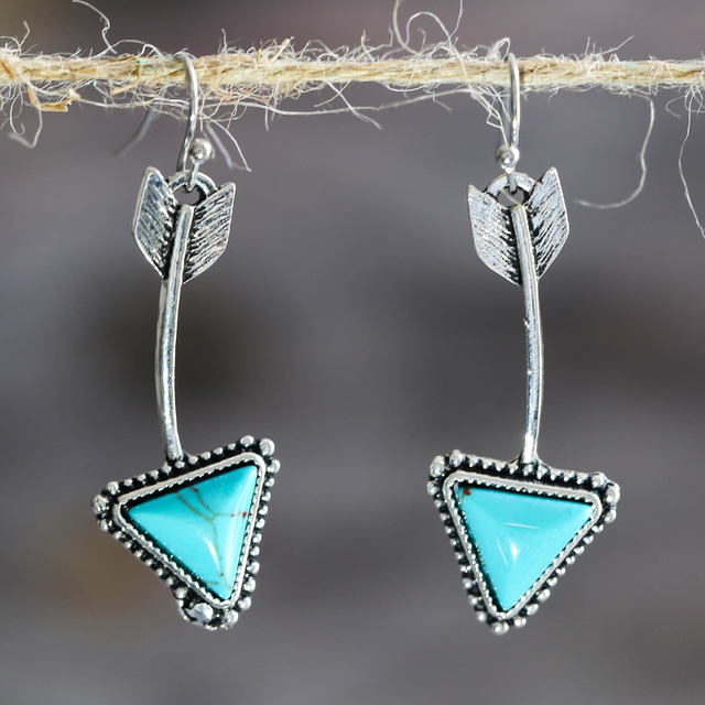 Vintage Blue Stone Arrow Earrings