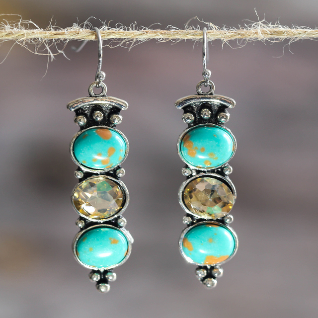Vintage Natural Turquoise Stone Earrings